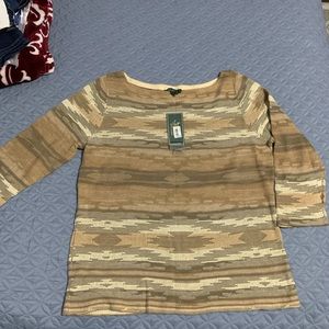 Lauren Ralph Lauren Striped Linen Boat-Neck Top